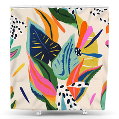 Lofaris Colorful Exotic Leaves Shower Curtain For Bathroom