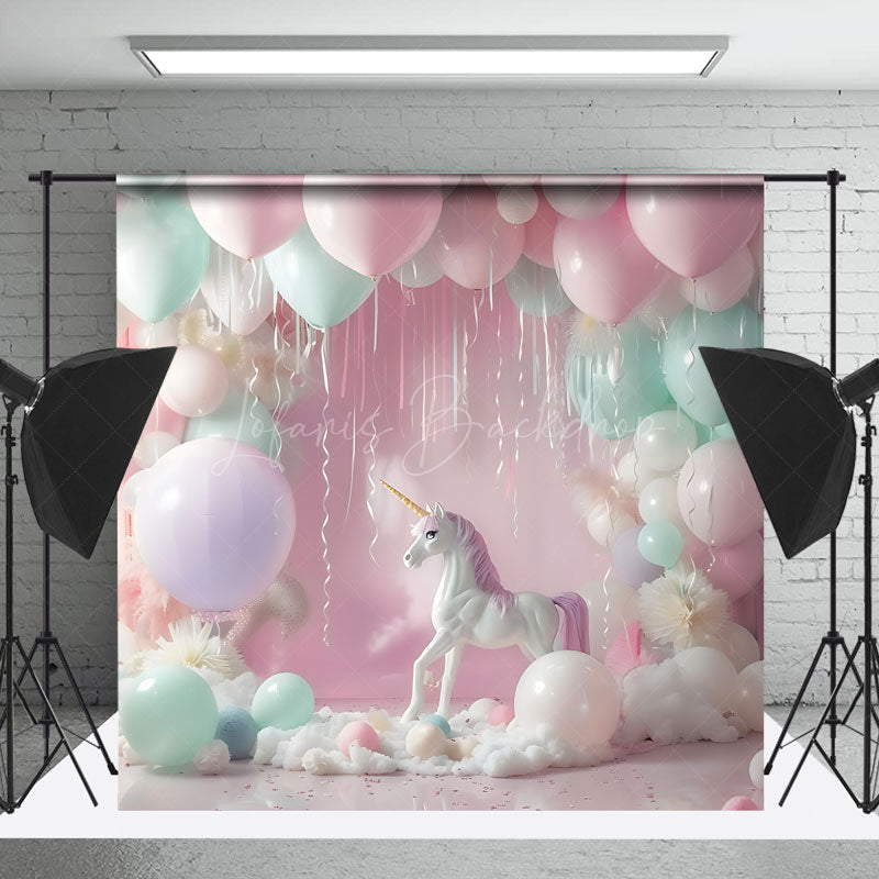 Lofaris Colorful Fairy Tale Balloons Unicorn Photo Backdrop