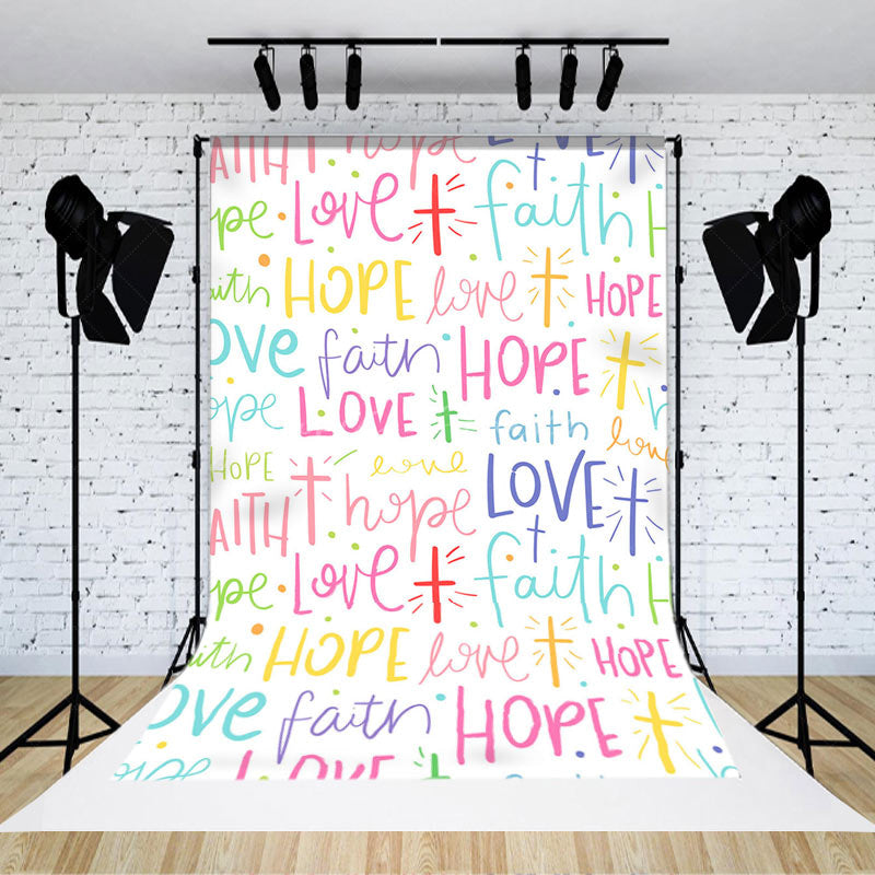 Lofaris Colorful Faith Love Hope Slogans Backdrop For Party