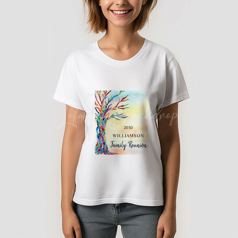 Lofaris Colorful Family Tree Custom Reunion T-Shirt