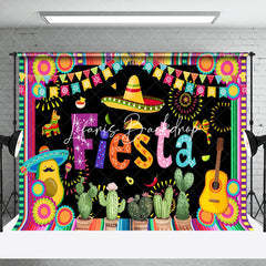 Lofaris Colorful Flags Cactus Avocado Guitar Fiesta Backdrop