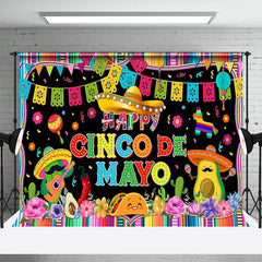 Lofaris Colorful Floral Carnival Happy Cinco De Mayo Backdrop