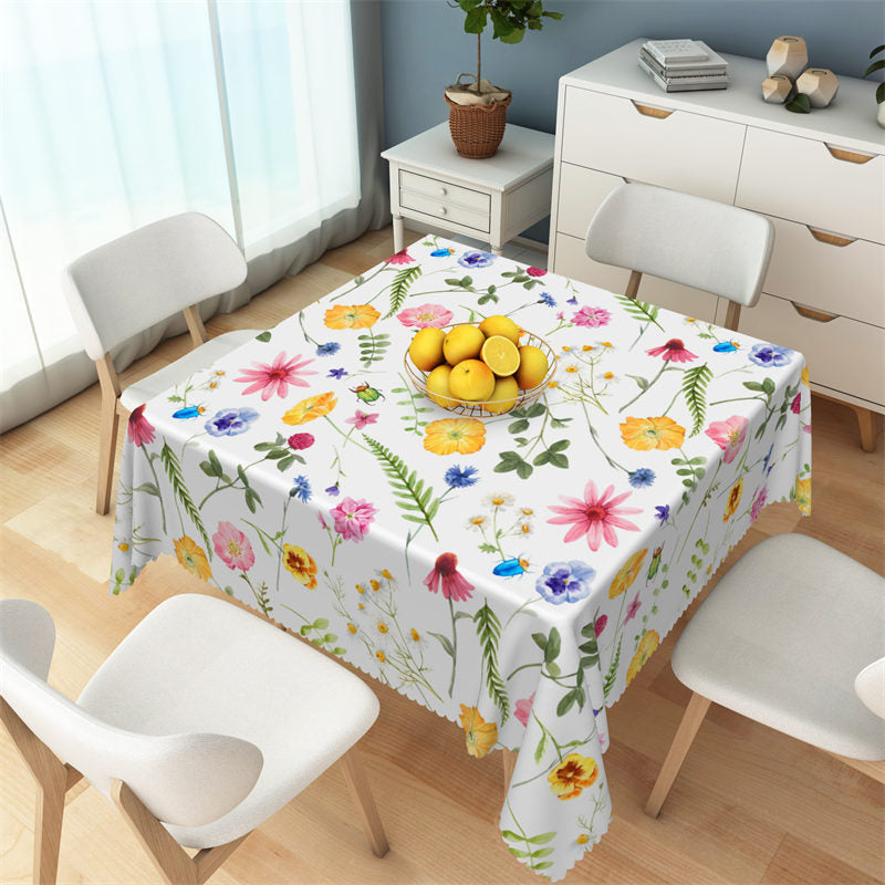 Lofaris Colorful Floral Garden Elegant Square Tablecloth