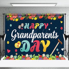 Lofaris Colorful Floral Heart Happy Grandparents Day Backdrop