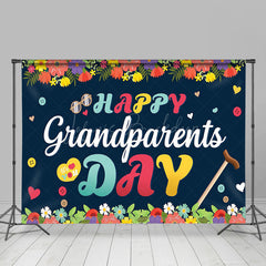 Lofaris Colorful Floral Heart Happy Grandparents Day Backdrop