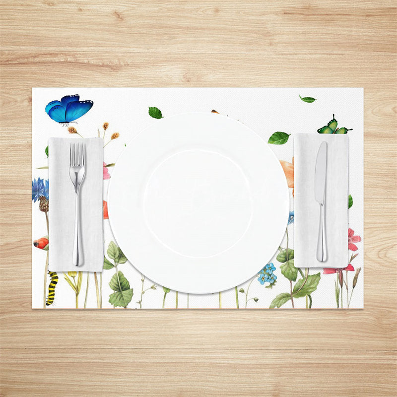 Lofaris Colorful Floral Leaf Butterfly Set Of 4 Placemats