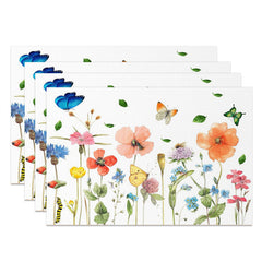 Lofaris Colorful Floral Leaf Butterfly Set Of 4 Placemats