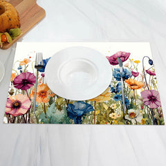 Lofaris Colorful Floral Leaf Oil Painting Set Of 4 Placemats