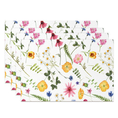 Lofaris Colorful Floral Leaves Rustic Set Of 4 Placemats