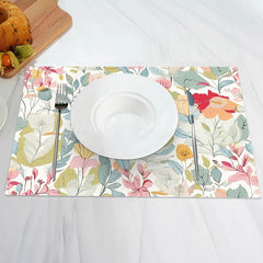 Lofaris Colorful Floral Leaves Spring Set Of 4 Placemats