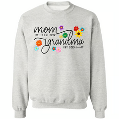 Lofaris Colorful Floral Mom Grandma Custom Name Sweatshirt