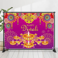 Lofaris Colorful Floral Pattern Light Purple Diwali Backdrop