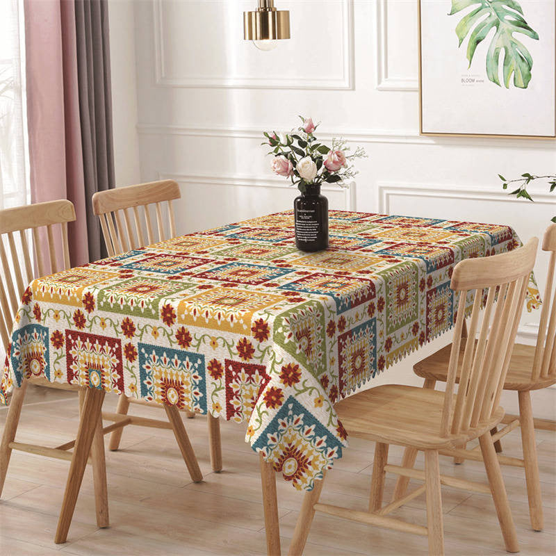 Lofaris Colorful Floral Patterns Rerto Rectangle Tablecloth