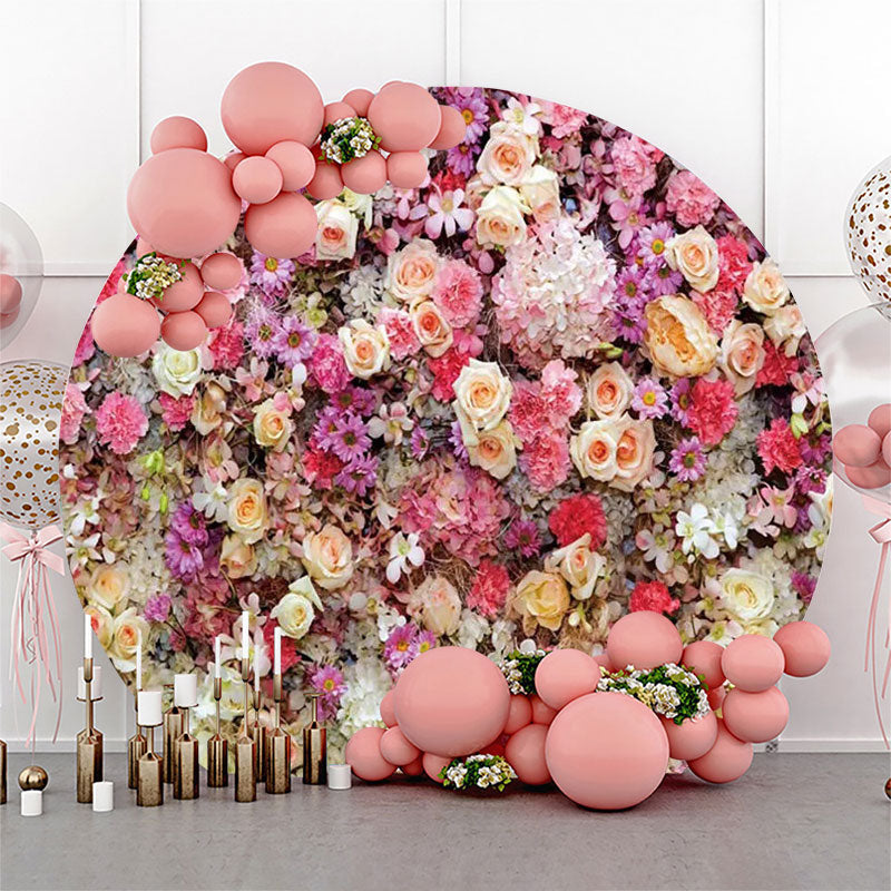 Lofaris Colorful Floral Romantic Wall Round Wedding Backdrop