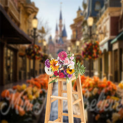 Lofaris Colorful Floral Street Castle Architecture Backdrop