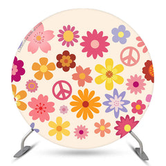 Lofaris Colorful Flower Peace Symble Round Birthday Backdrop