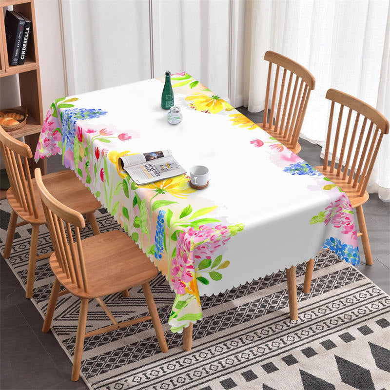 Lofaris Colorful Flower Picnic Pattern Rectangle Tablecloth