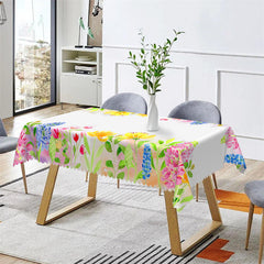 Lofaris Colorful Flower Picnic Pattern Rectangle Tablecloth