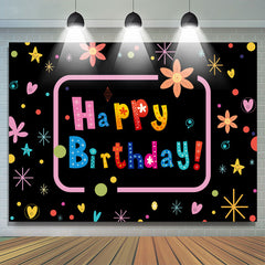 Lofaris Colorful Flower Star Pattern Happy Birthday Backdrop