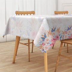 Lofaris Colorful Flowers Bokeh White Rectangle Tablecloth