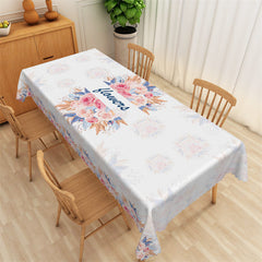 Lofaris Colorful Flowers Bokeh White Rectangle Tablecloth