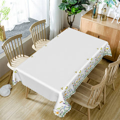Lofaris Colorful Flowers Butterflies White Dining Tablecloth
