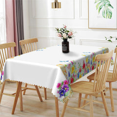 Lofaris Colorful Flowers Butterfly Boho Spring Tablecloth