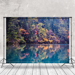 Lofaris Colorful Forest Reflected In The Water Fall Backdrop