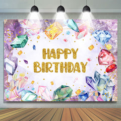 Lofaris Colorful Gems Sparkling Purple Girl Birthday Backdrop