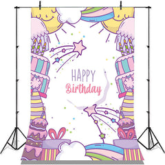 Lofaris Colorful Gifts Sun Cake Star Happy Birthday Backdrop