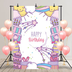 Lofaris Colorful Gifts Sun Cake Star Happy Birthday Backdrop