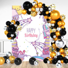 Lofaris Colorful Gifts Sun Cake Star Happy Birthday Backdrop