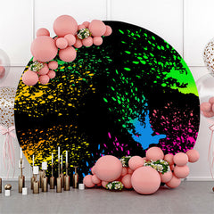 Lofaris Colorful Graffiti Black Round Birthday Party Backdrop