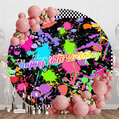 Lofaris Colorful Graffiti Plaid Round 16th Birthday Backdrop