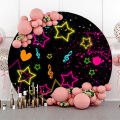 Lofaris Colorful Graffiti Star Round Black Birthday Backdrop Kit