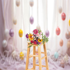 Lofaris Colorful Hanging Eggs Window Curtain Photo Backdrop