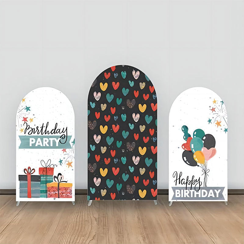 Lofaris Colorful Heart Balloons Gift Star Arch Backdrop Kit