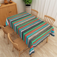 Lofaris Colorful Horizontal Stripes Wood Grain Tablecloth