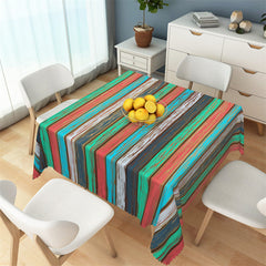 Lofaris Colorful Horizontal Stripes Wood Grain Tablecloth