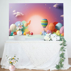 Lofaris Colorful Hot Air Balloon Night Birthday Backdrop