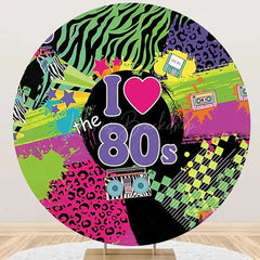 Lofaris Colorful I Love The 80s Disco Round Party Backdrop