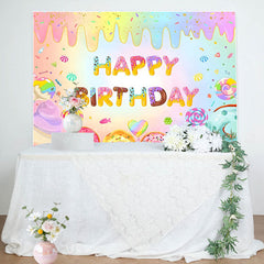 Lofaris Colorful Ice Cream Donut Candyland Birthday Backdrop