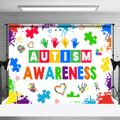 Lofaris Colorful Ink Hand Print Autism Awareness Backdrop