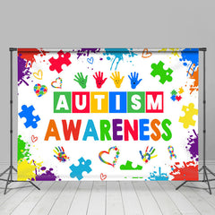 Lofaris Colorful Ink Hand Print Autism Awareness Backdrop