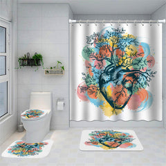 Lofaris Colorful Ink Splatter Heart Tree Shower Curtain