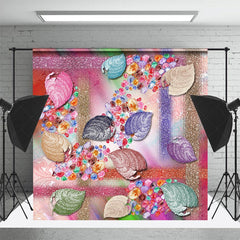 Lofaris Colorful Leaves Glitter Birthday Cake Smash Backdrop