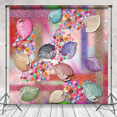 Lofaris Colorful Leaves Glitter Birthday Cake Smash Backdrop