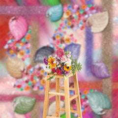 Lofaris Colorful Leaves Glitter Birthday Cake Smash Backdrop