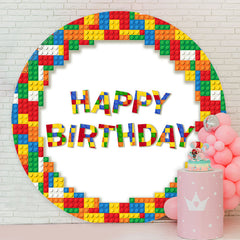 Lofaris Colorful Lego Round Happy Birthday Backdrop For Kids