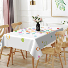 Lofaris Colorful Letter Circle White Rectangle Tablecloth